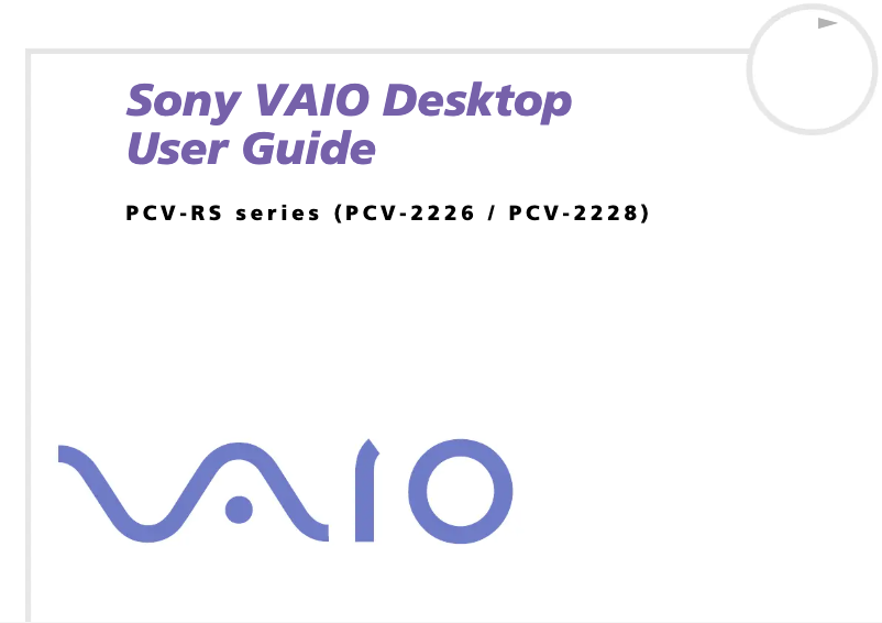 First page image of the manual for Vaio PCV-RS246