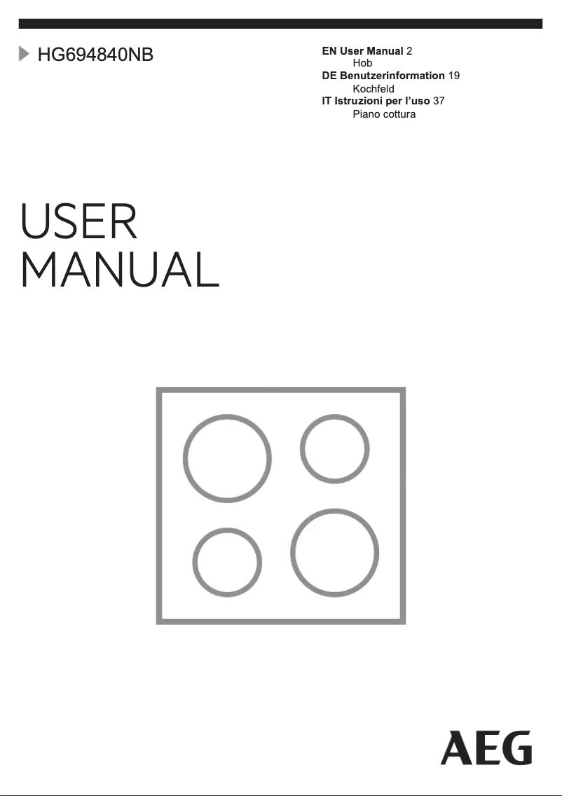 Page 1 of the manual User Manual AEG HG694840NB