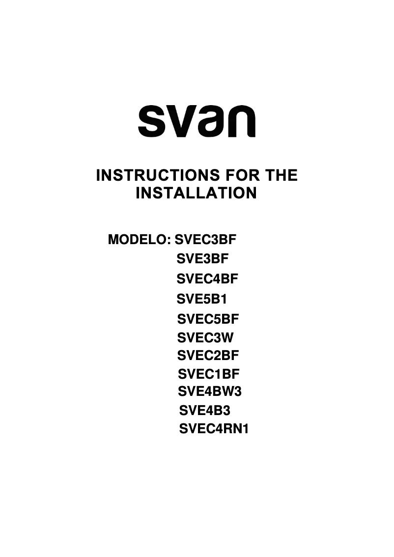 Page 1 of the manual User Manual SVAN SVEC2BF