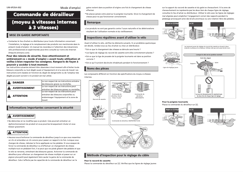 Page 1 of the manual User Manual Shimano SL-3S35E