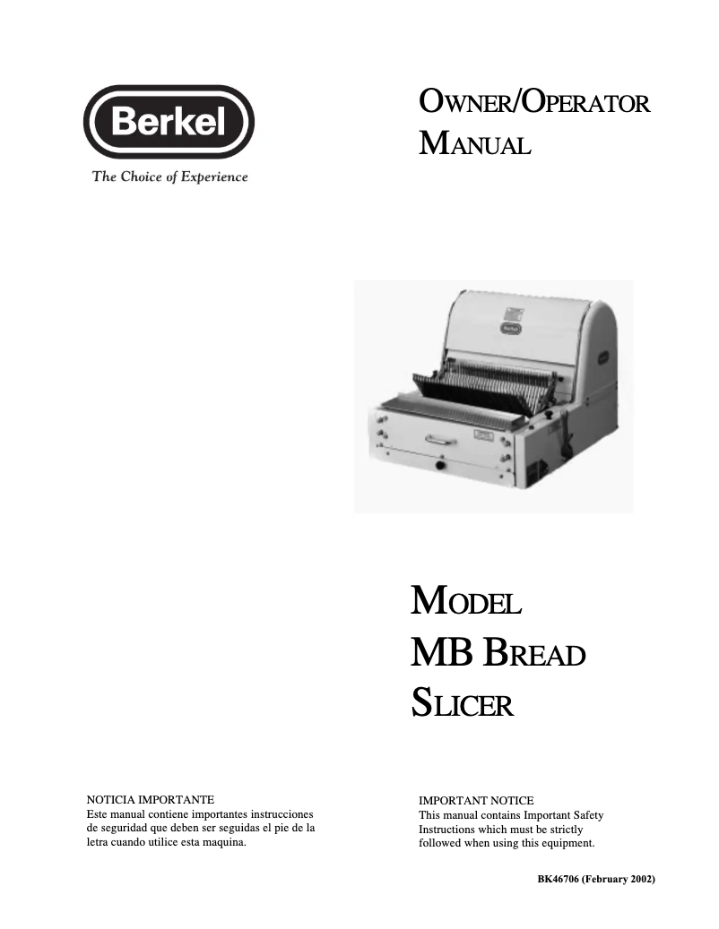 First page image of the manual for MB3