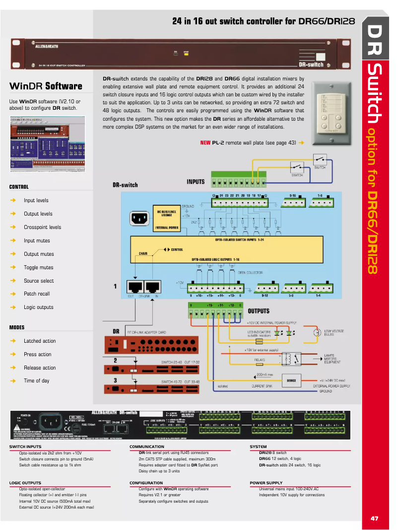 Page 1 de la notice Brochure Allen & Heath DR Switch