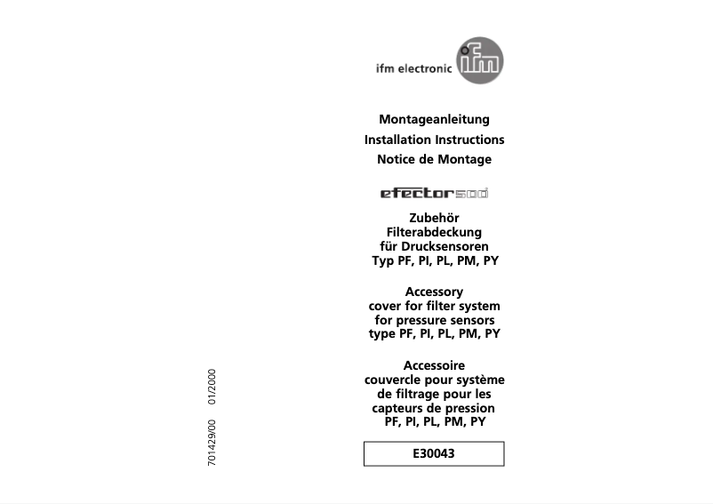 Page 1 of the manual User Manual IFM E30043