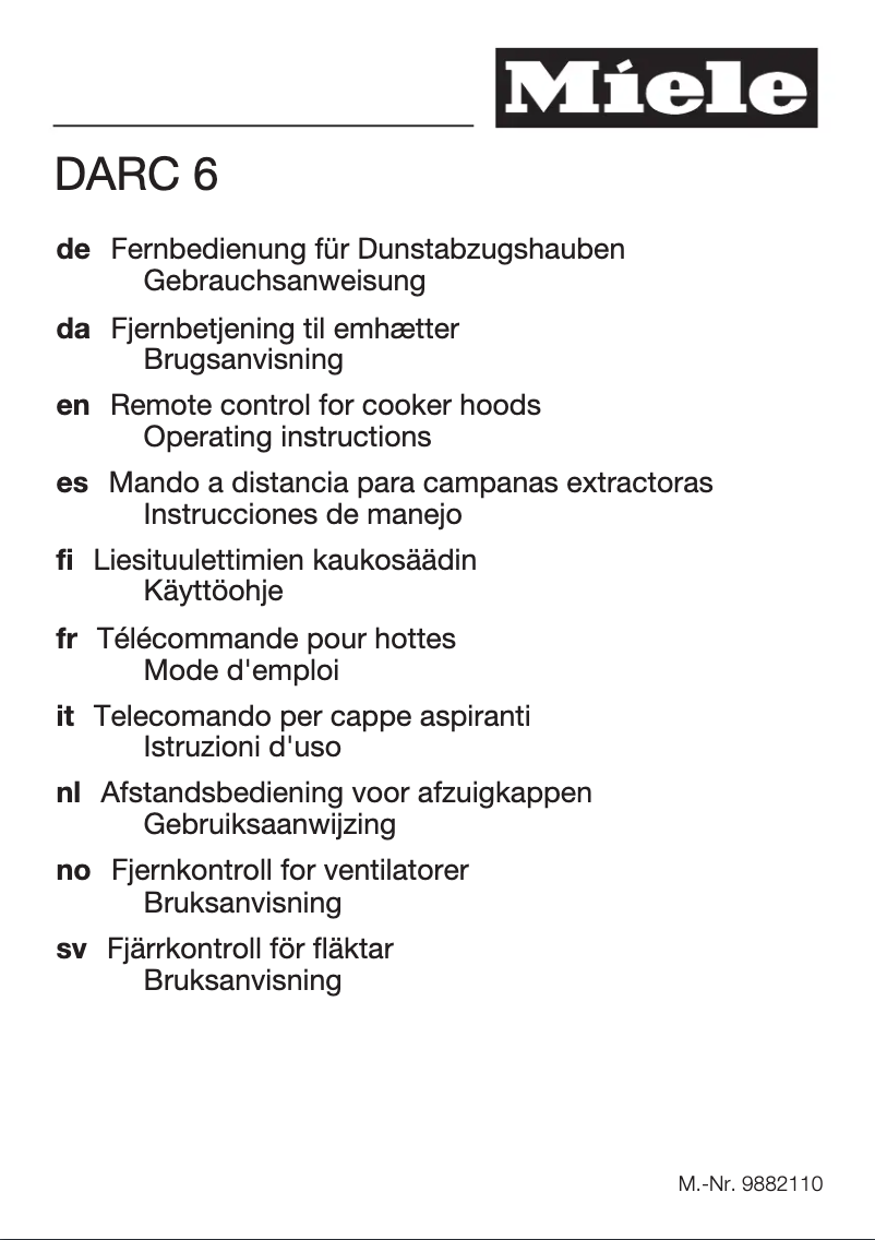Page 1 of the manual User Manual Miele DA 2808