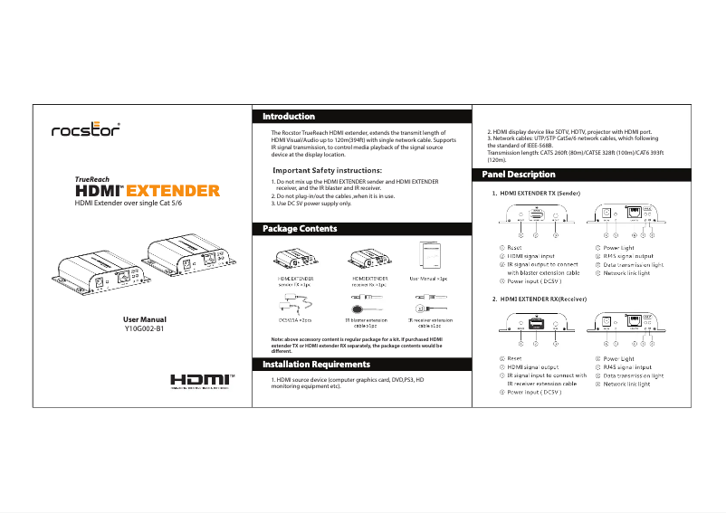 Page 1 of the manual User Manual Rocstor TrueReach Y10G002-B1