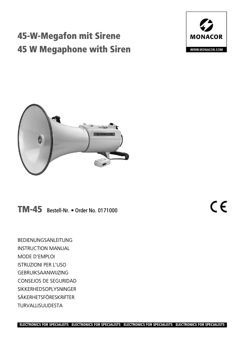 First page image of the manual for TM-45