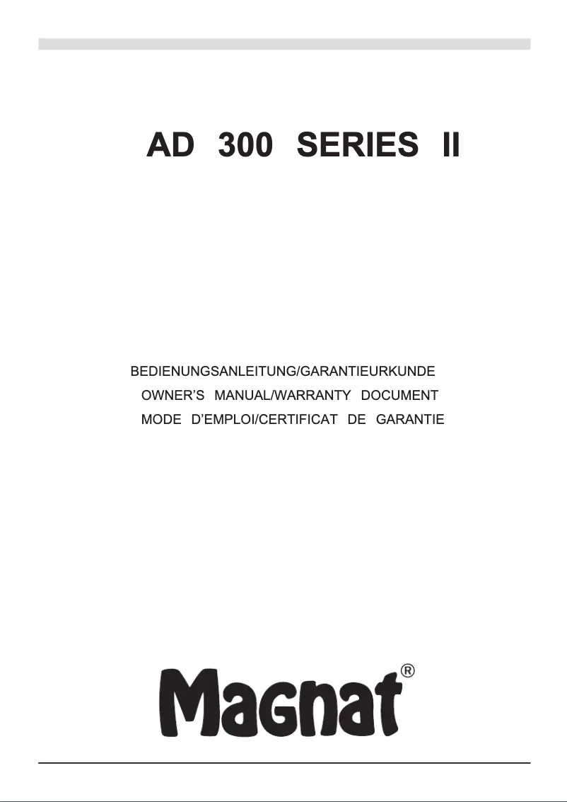Page 1 of the manual User Manual Magnat AD 300 Series II