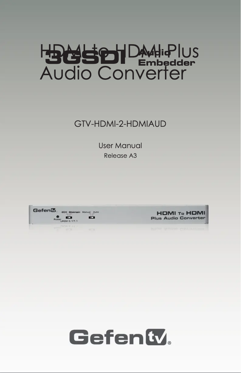 Page 1 of the manual User Manual Gefen GTV-HDMI-2-HDMIAUD