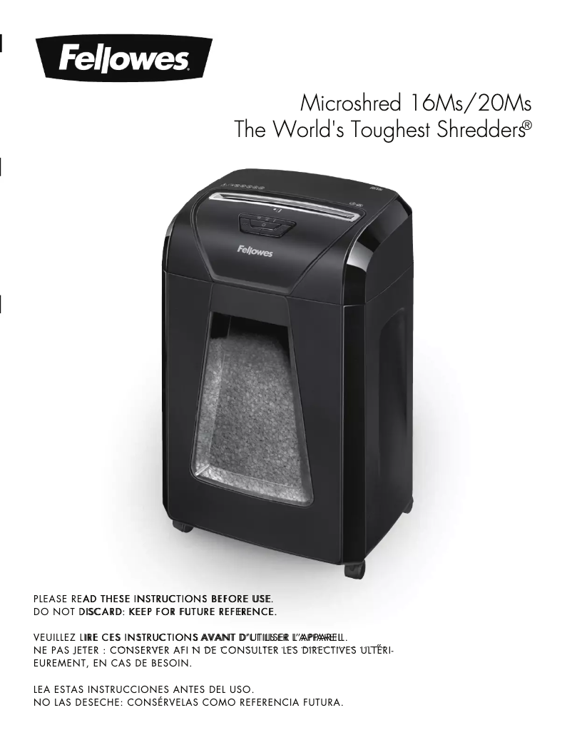 First page image of the manual for Powershred 16Ms