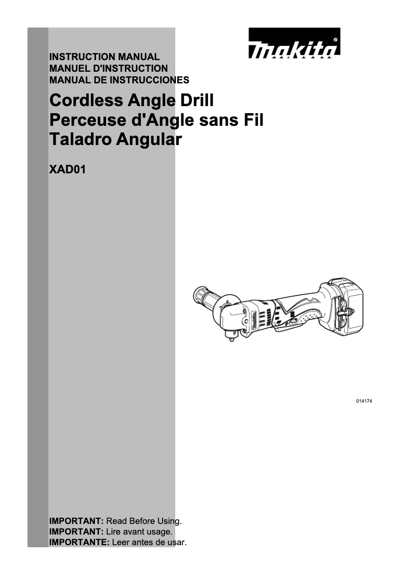 Page 1 of the manual User Manual Makita XAD01