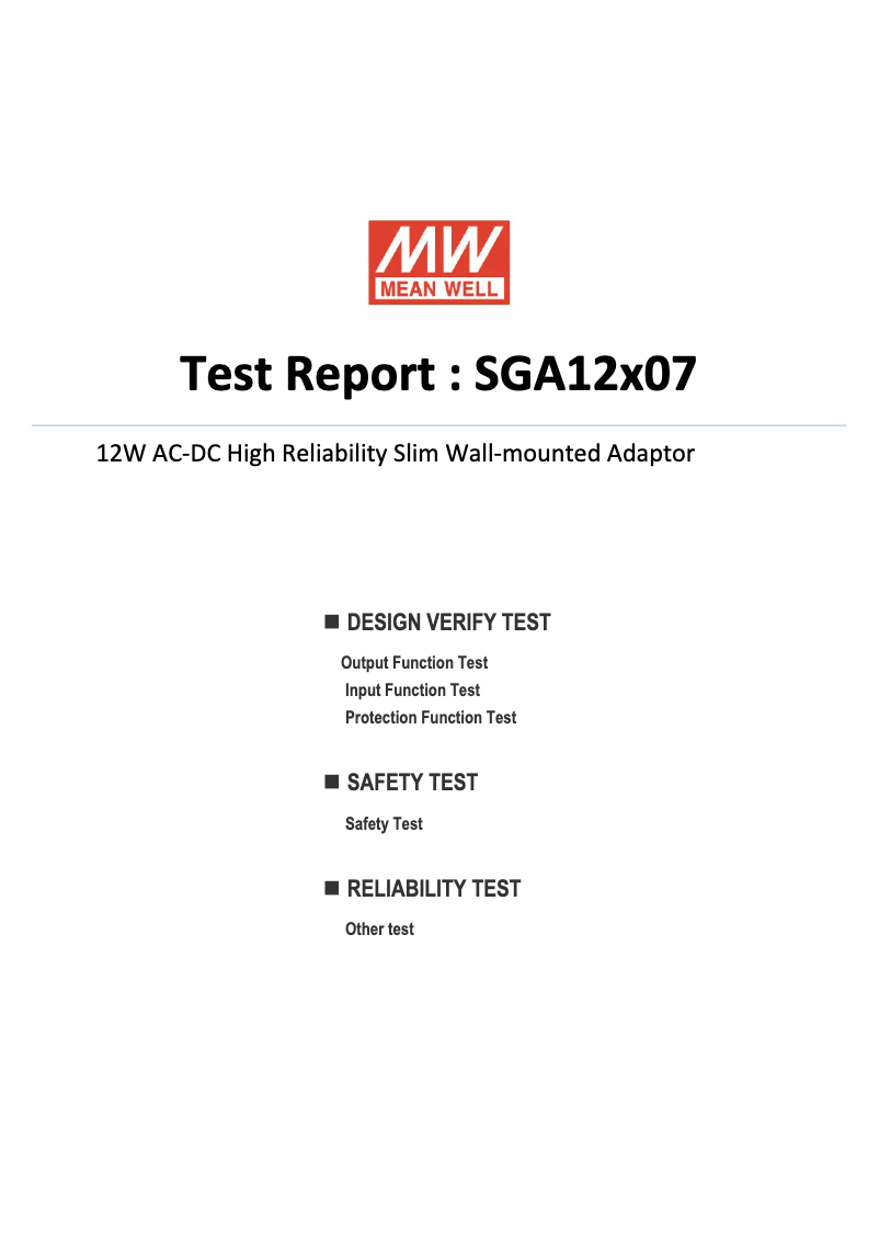 Page 1 of the manual Technical Sheet Mean Well SGA12E07-P1J