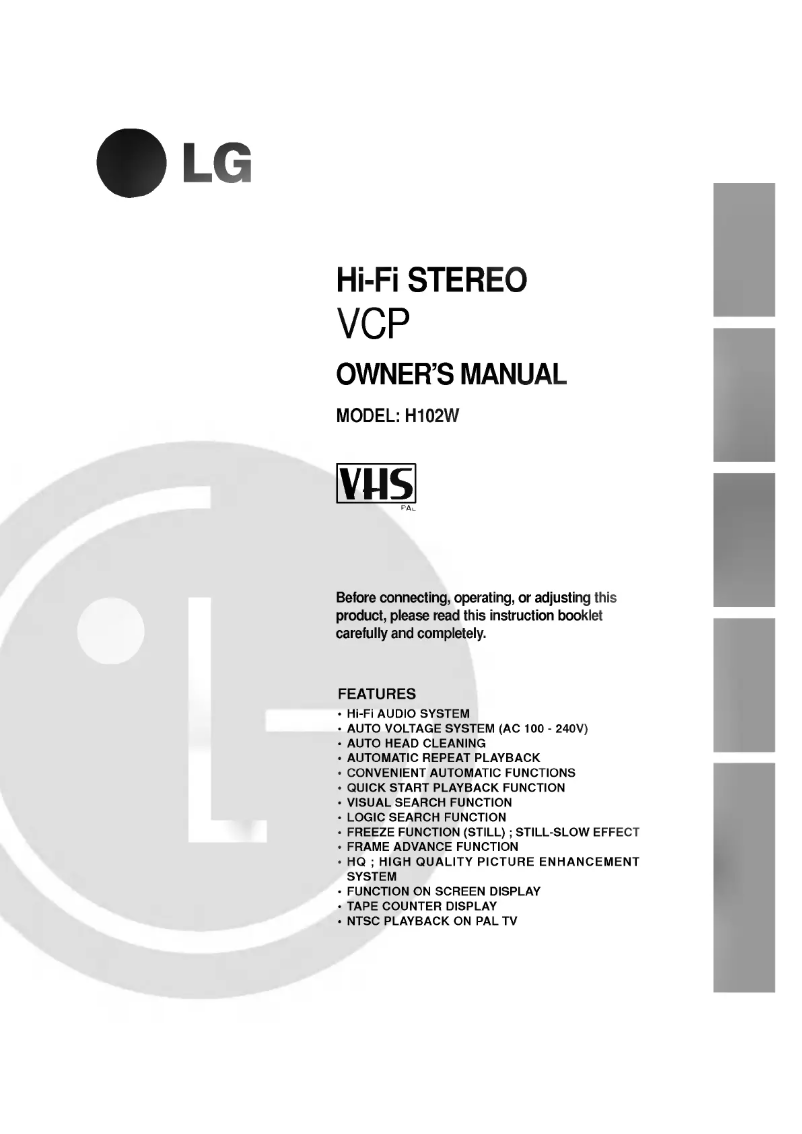 First page image of the manual for H102W