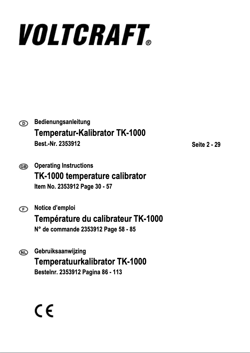 First page image of the manual for TK-1000