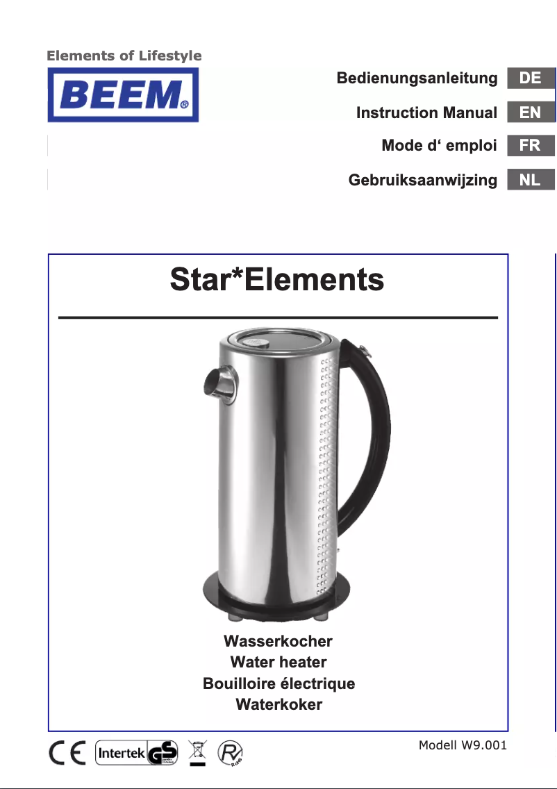 Page 1 de la notice Manuel utilisateur BEEM Star Elements W9.001