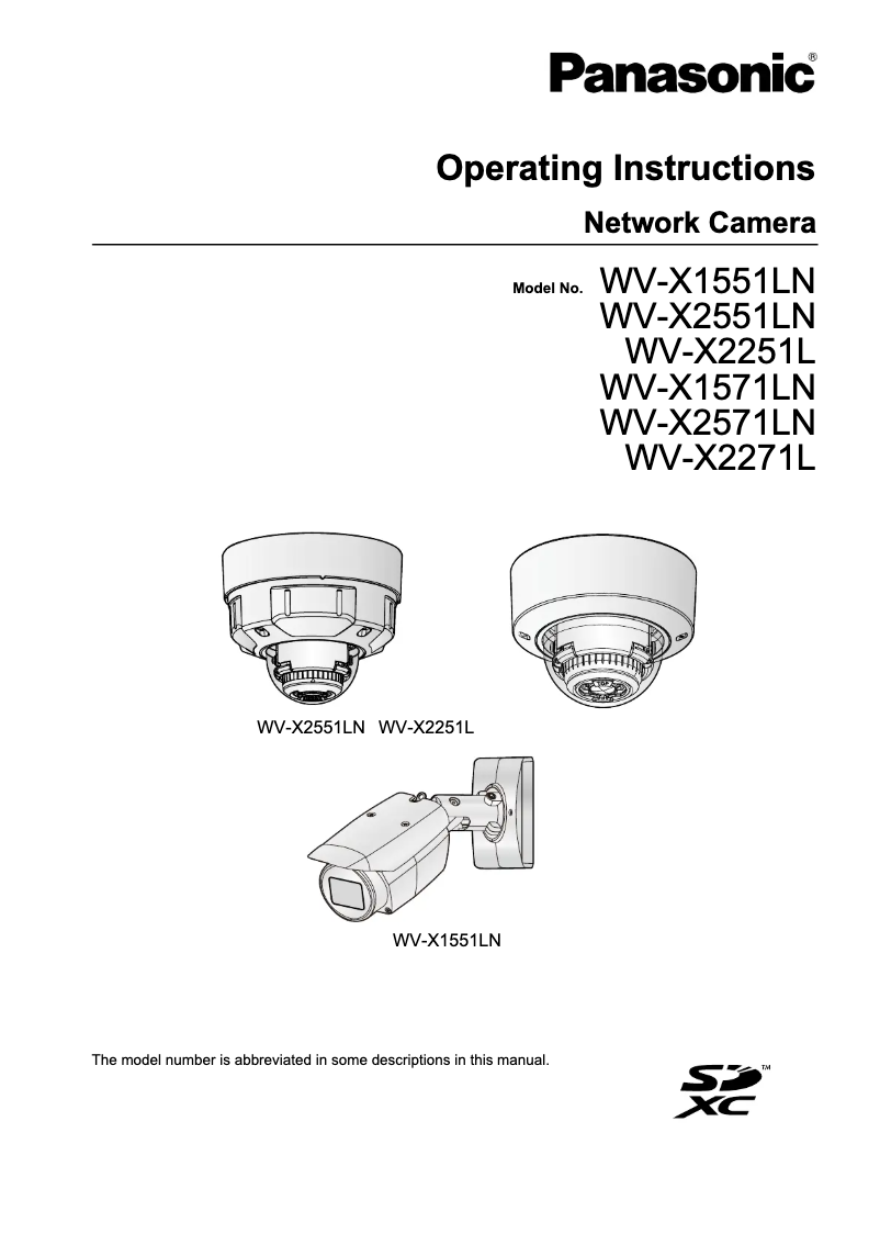 First page image of the manual for WV-X2551LN