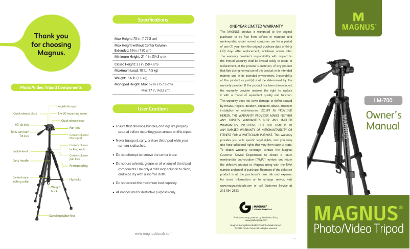 First page image of the manual for LM-700