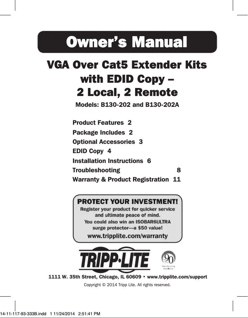 First page image of the manual for B130-202A