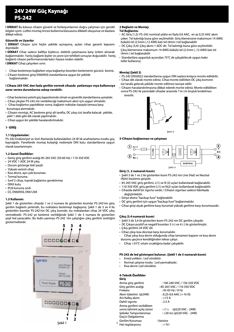 First page image of the manual for PS-242