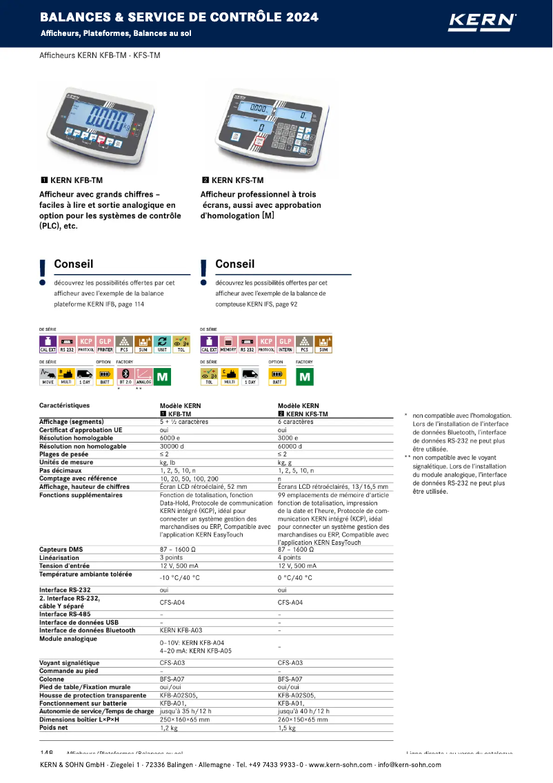 Page 1 of the manual Brochure Kern KFS-TM