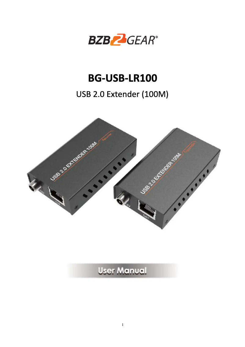 Page 1 de la notice Manuel utilisateur BZBGear BG-USB-LR100