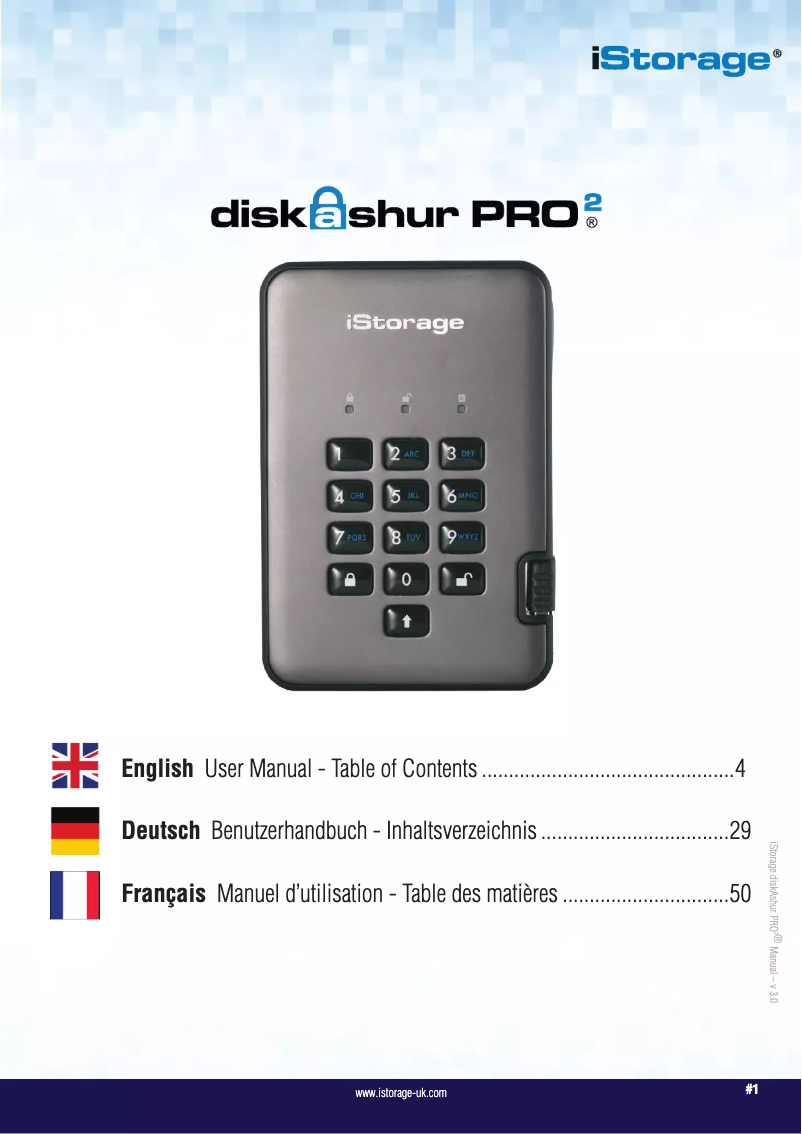 Page 1 of the manual User Manual iStorage diskAshur Pro
