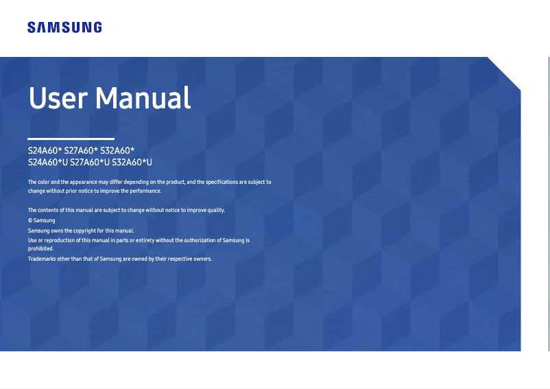 Page 1 of the manual User Manual Samsung S32A604NWN