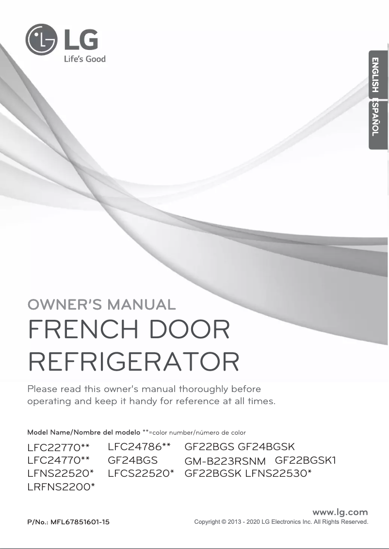 First page image of the manual for GF22BGSK