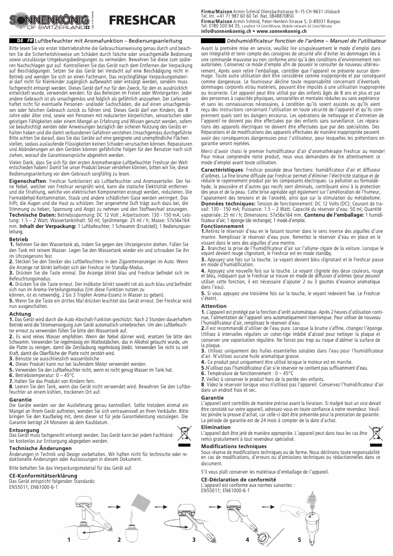 Page 1 of the manual User Manual Sonnenkönig Freshcar