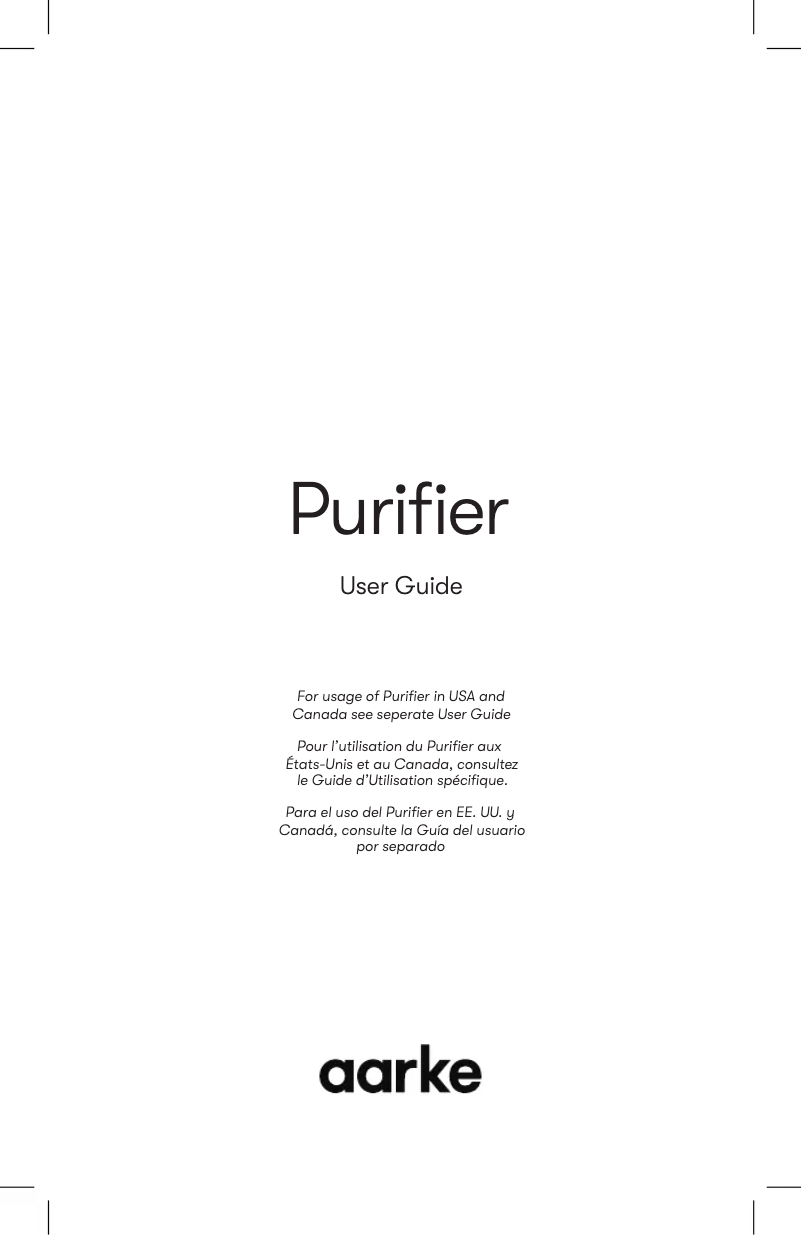 First page image of the manual for Purifier
