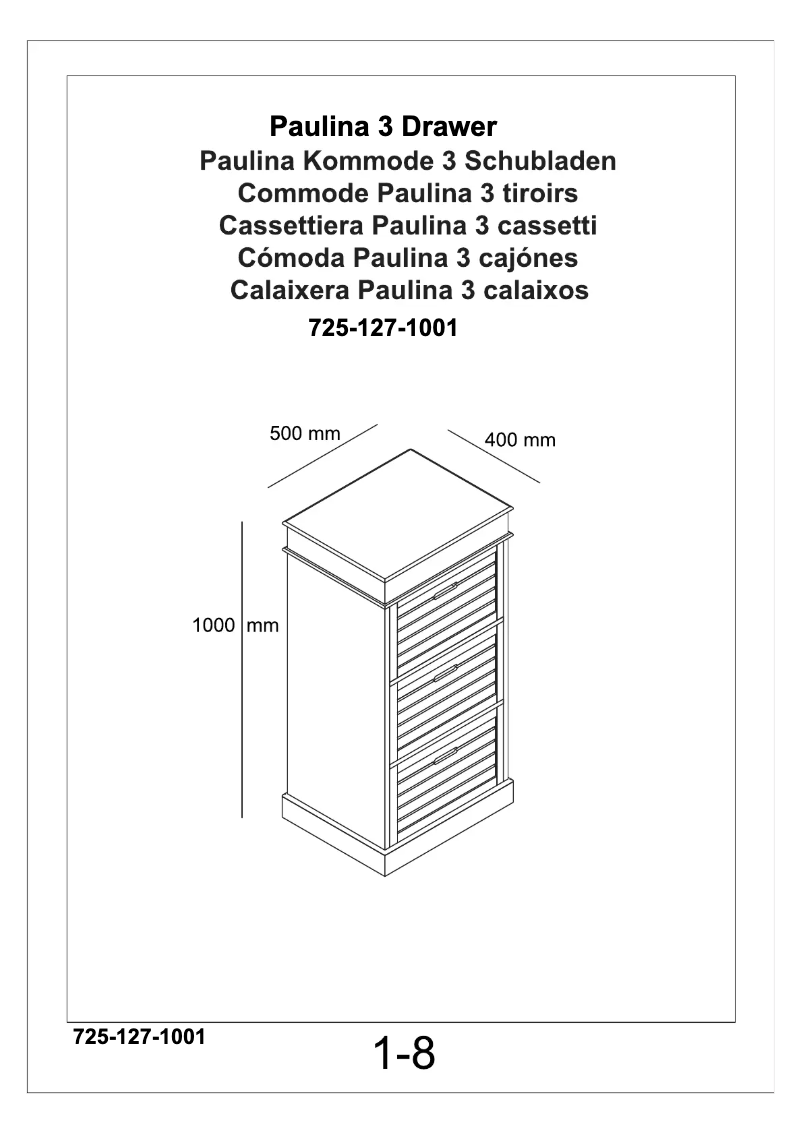 First page image of the manual for Paulina (100x40x50)