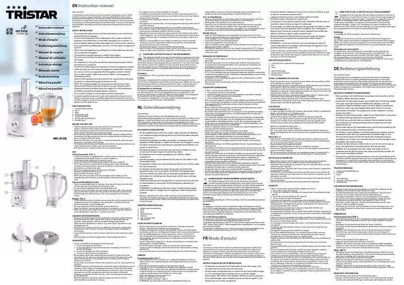 Page 1 of the manual User Manual TriStar MX-4168