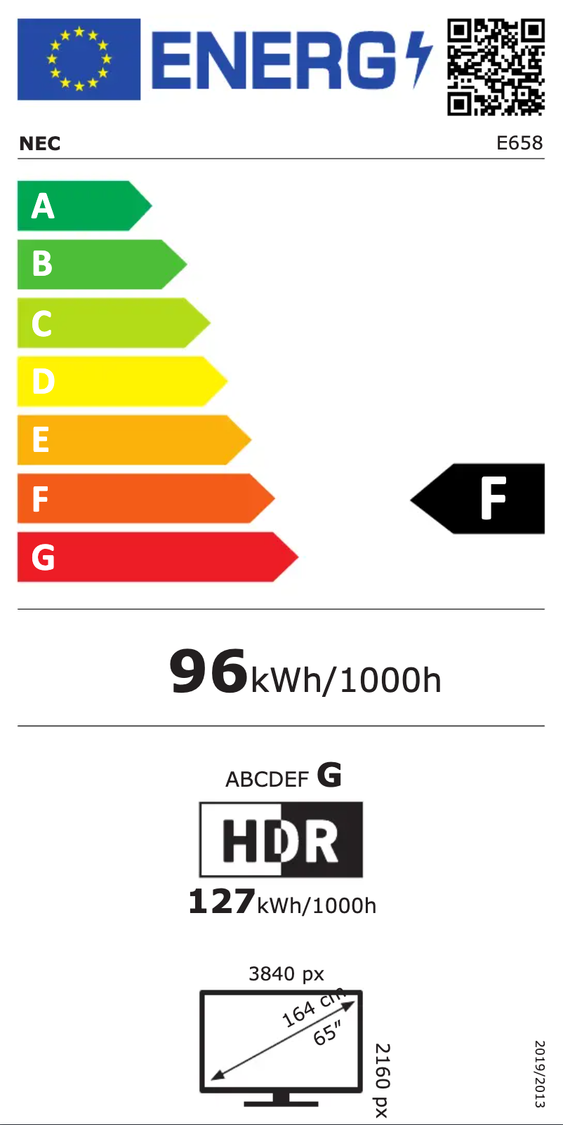 Page 1 of the manual Energy Label NEC MultiSync E658