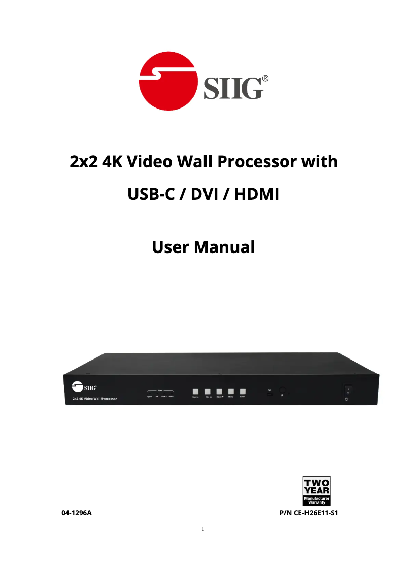 First page image of the manual for CE-H26E11-S1