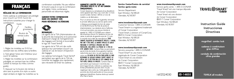 Page 1 of the manual User Manual Conair TS95LK