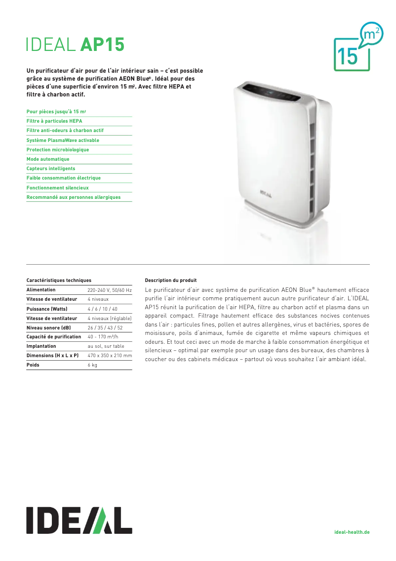 Page 1 of the manual User Manual Ideal AP15