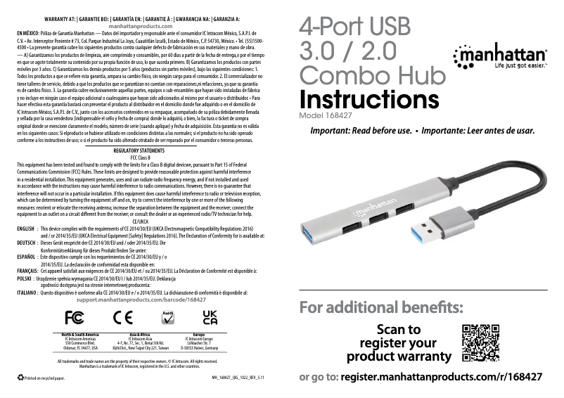 First page image of the manual for 168427