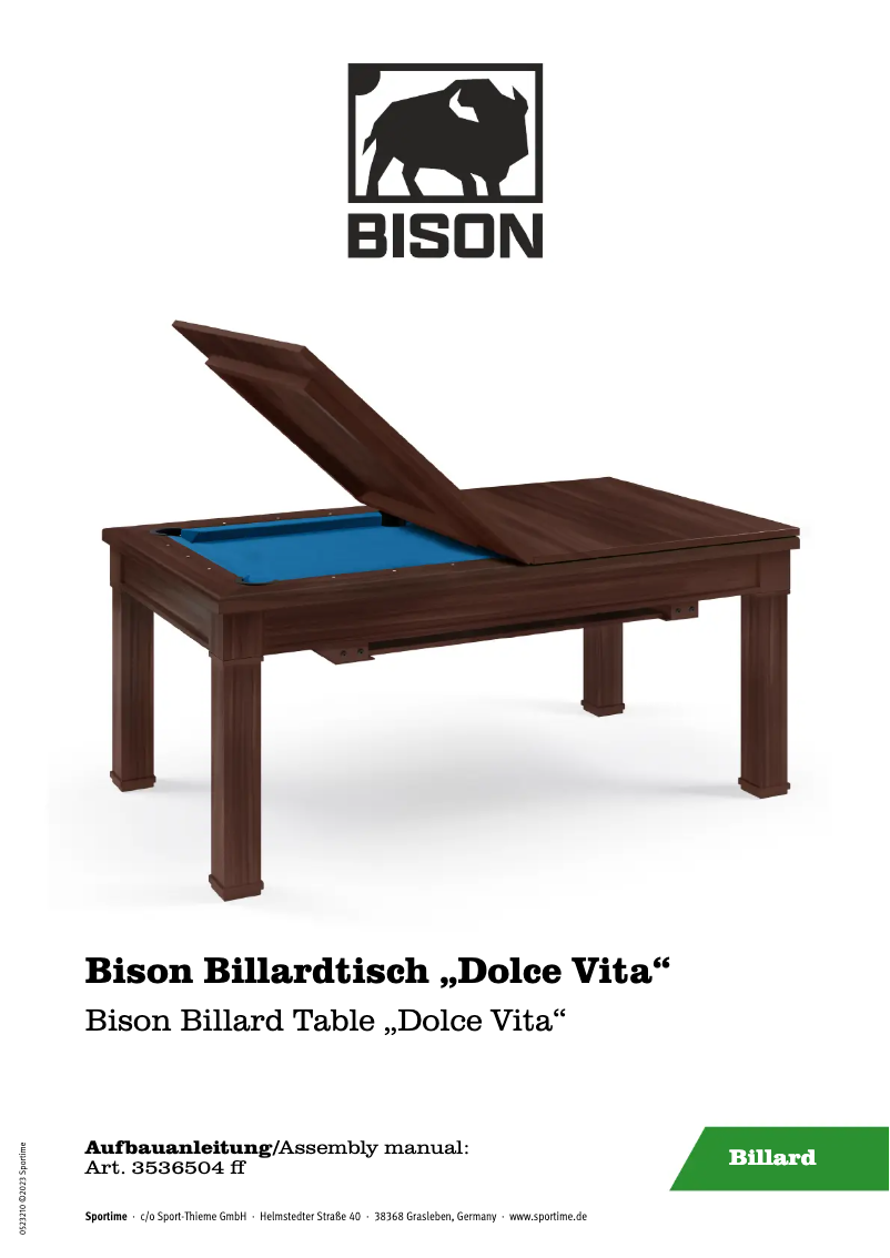 Page 1 of the manual User Manual Bison Dolce Vita