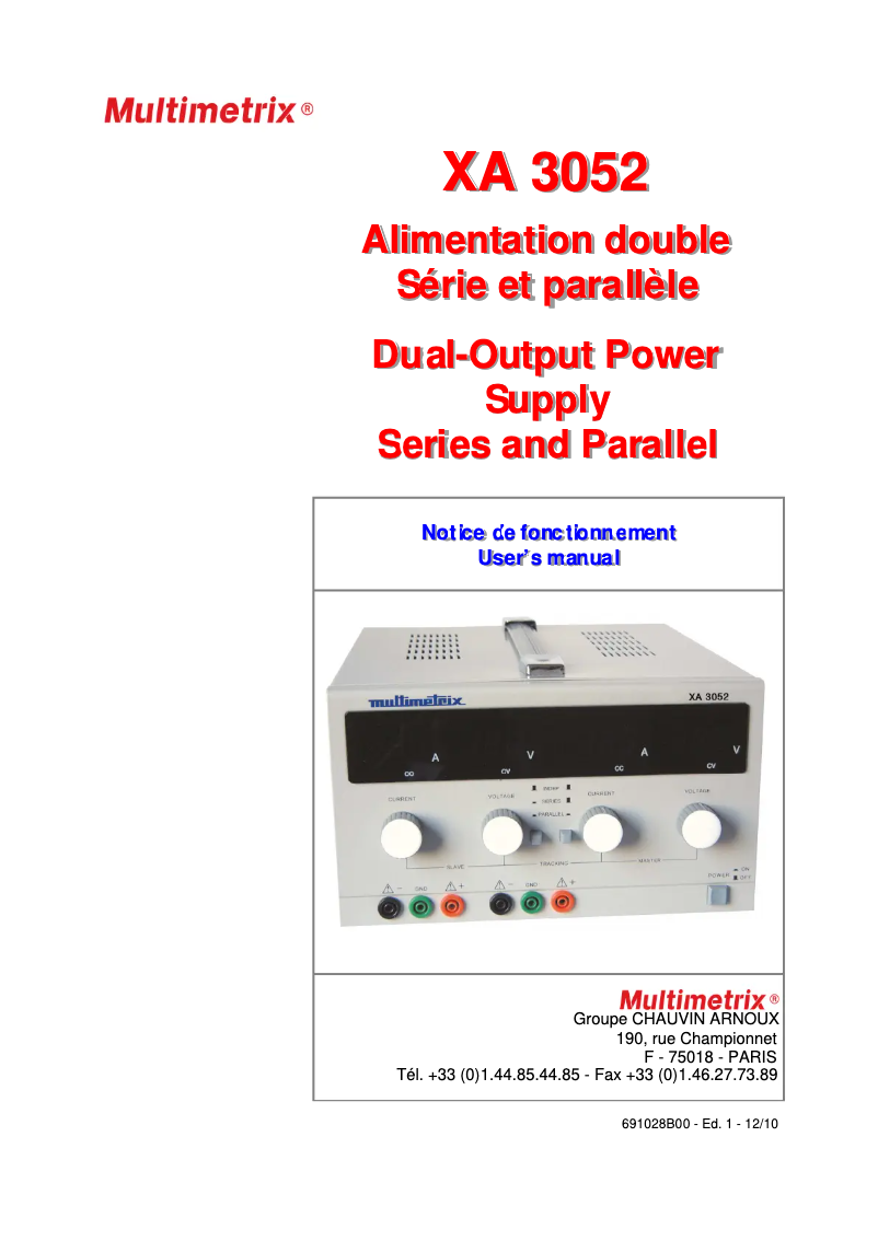 First page image of the manual for XA3052