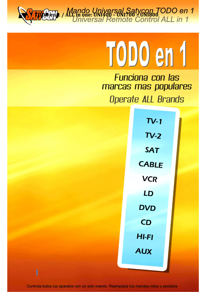 First page image of the manual for UNI800