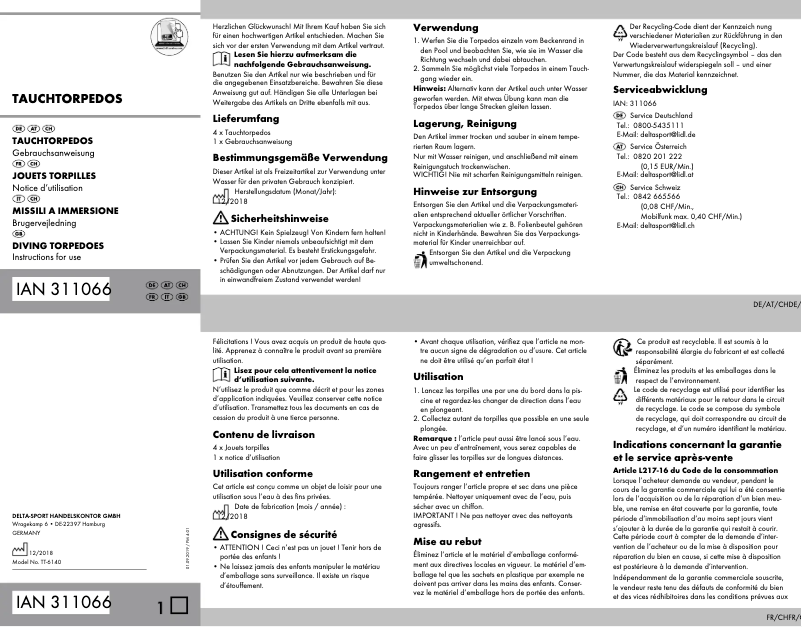 Page 1 of the manual User Manual Crivit IAN 311066