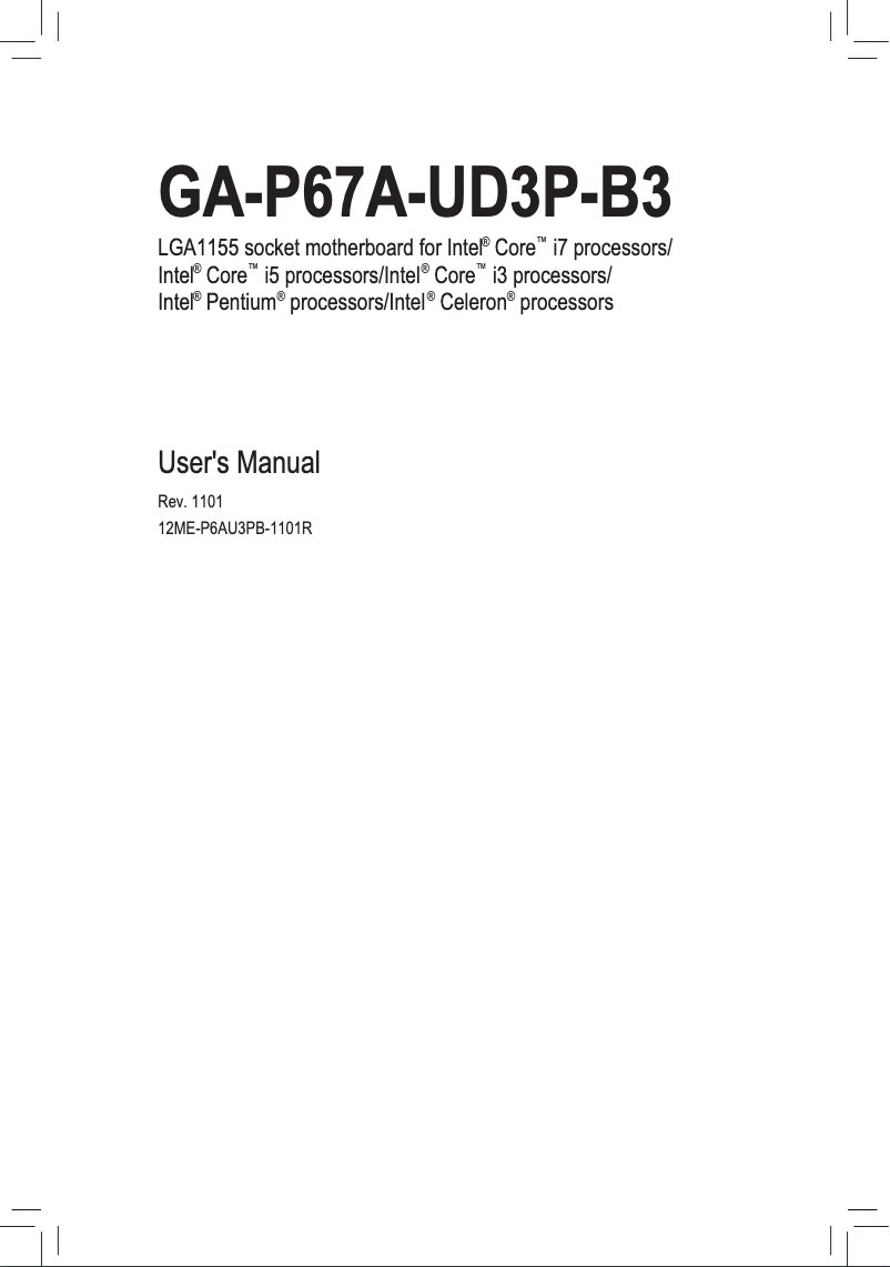 Page 1 of the manual User Manual Gigabyte GA-P67A-UD3P-B3