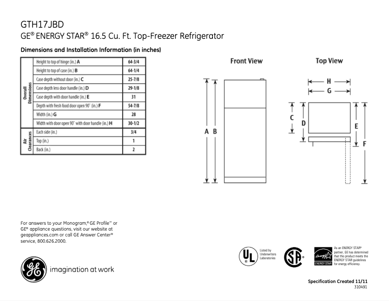 First page image of the manual for GTH17JBDBB