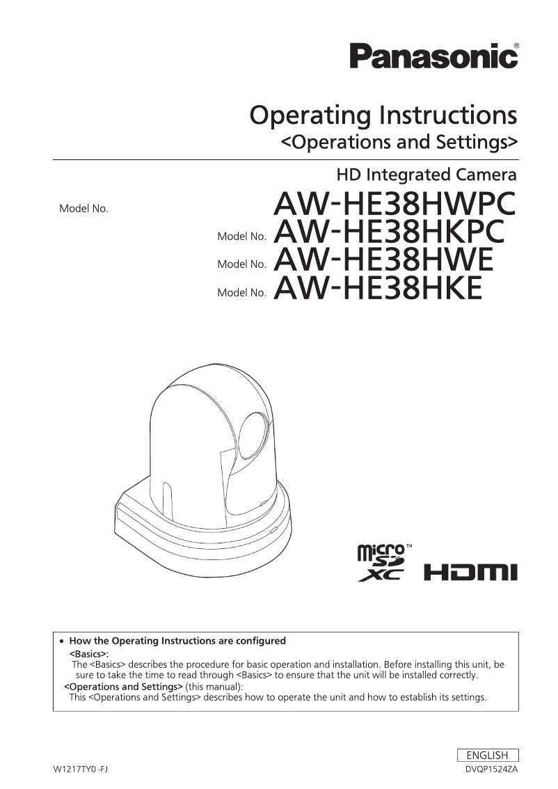 Page 1 of the manual User Manual Panasonic AW-HE38