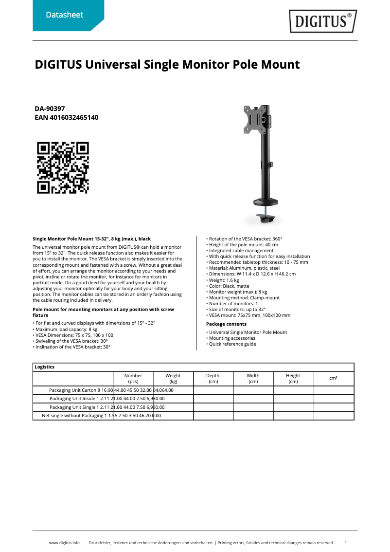 First page image of the manual for DA-90397
