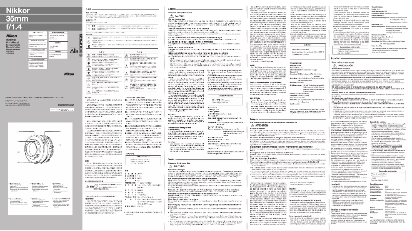 First page image of the manual for Nikkor 35mm f/1.4