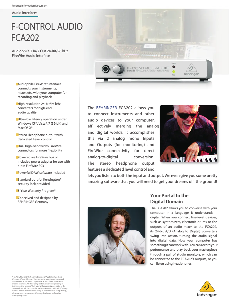 Image de la première page du manuel de l'appareil F-Control Audio FCA202