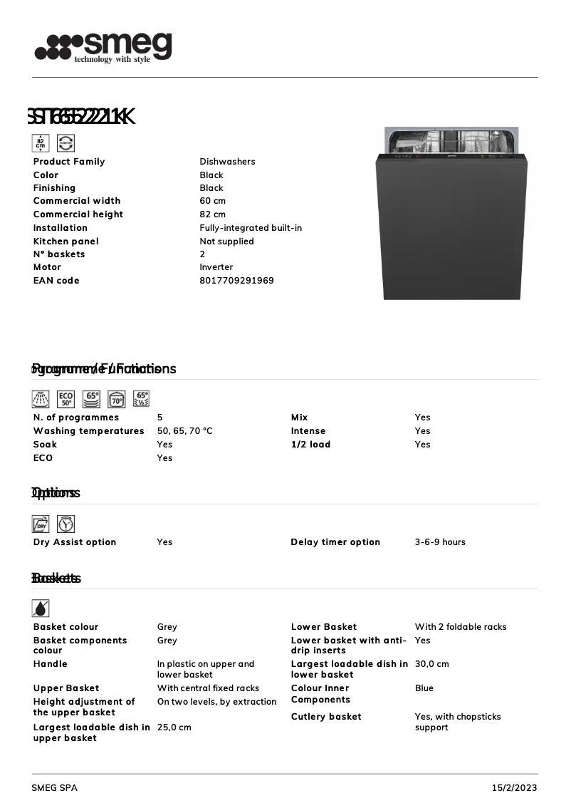 Page 1 of the manual Brochure Smeg ST65221K