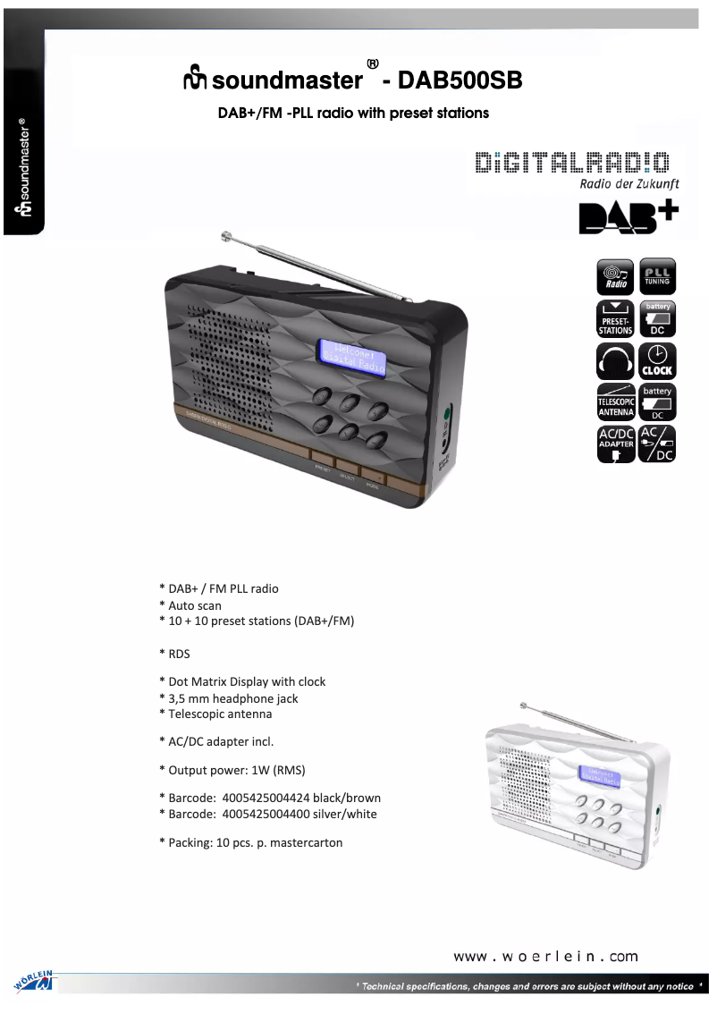 Page 1 of the manual User Manual Soundmaster DAB500SB