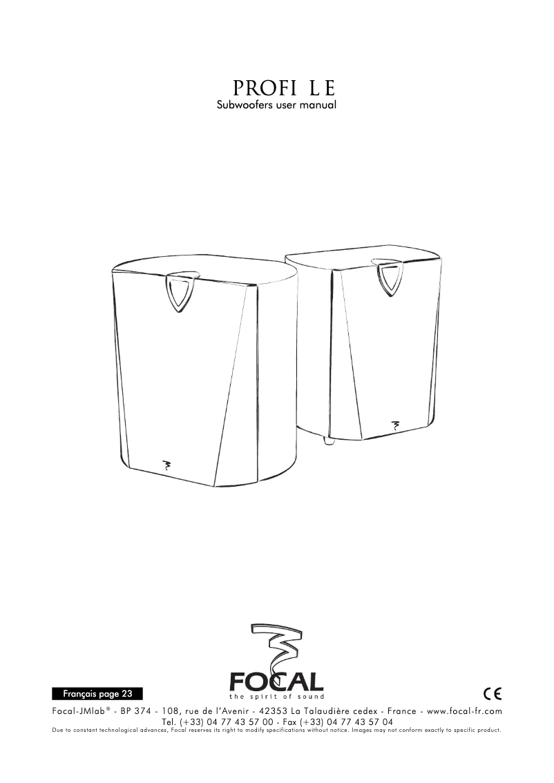 Page 1 of the manual User Manual Focal Profile SW 908