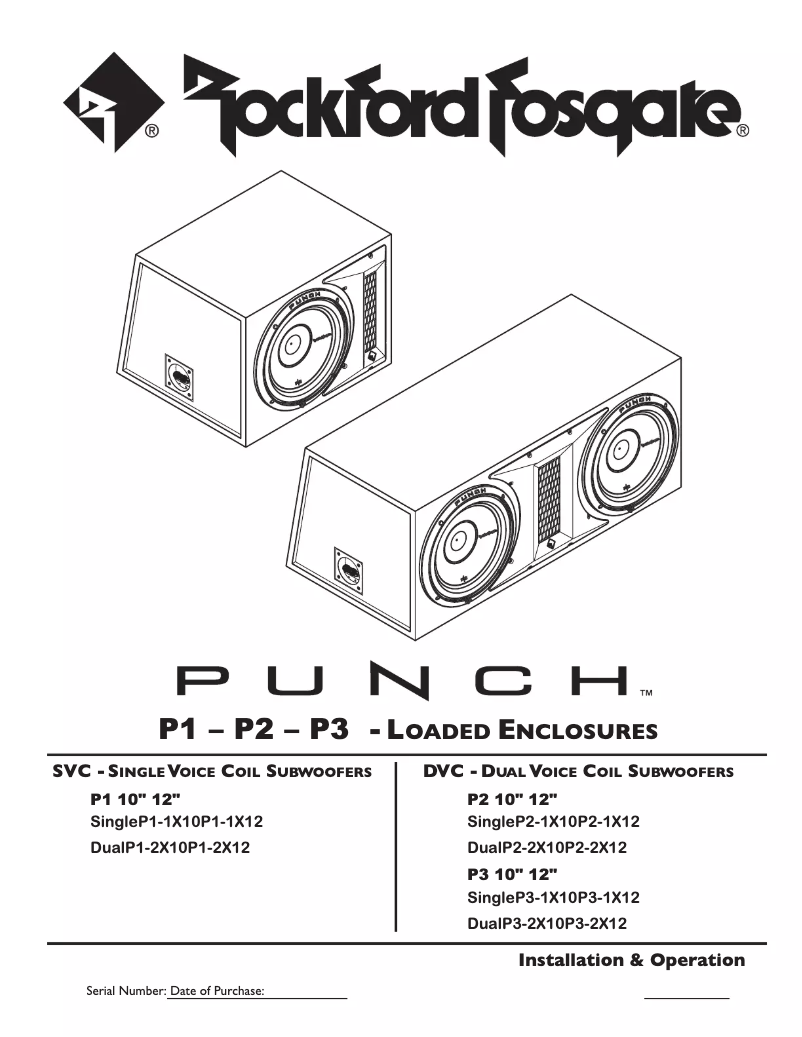 Page 1 de la notice Manuel utilisateur Rockford Fosgate Punch P1-1X10